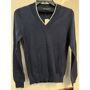 Brooks Brothers Navy Blue V-Neck Sweater Small NWT